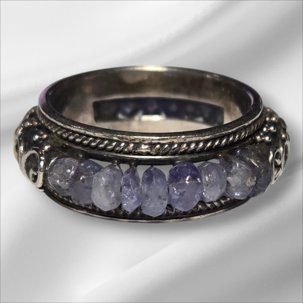 Suarti Bali Sterling Silver 18K Tanzanite Band Ring